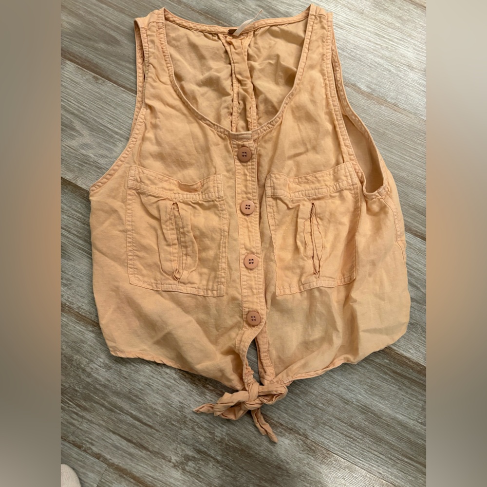 FP Movement by Free People Tan Button-Up Tank Top